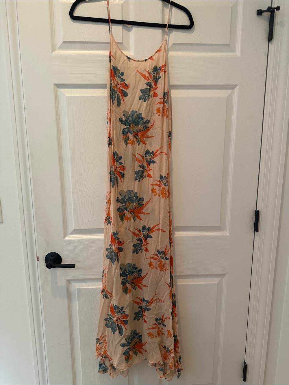 Free People Floral Slip Dress in Cream, Blue & Orange